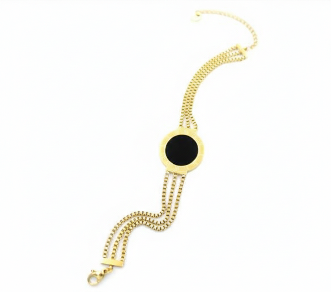 Stainless Steel Black Roman Chain Bracelet