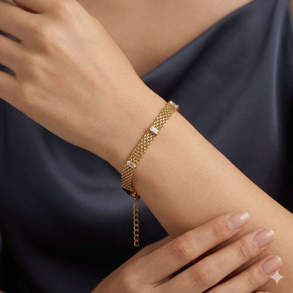 Baguette Zirconia Mesh Bracelet