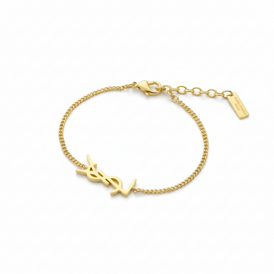 Gold Monogram Chain Bracelet