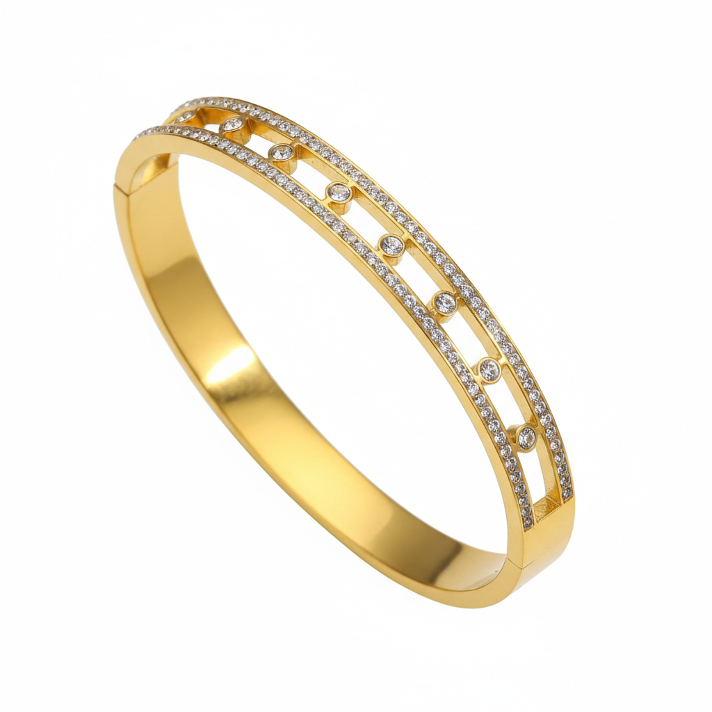 Luxury Gold Crystal Pavé Bangle