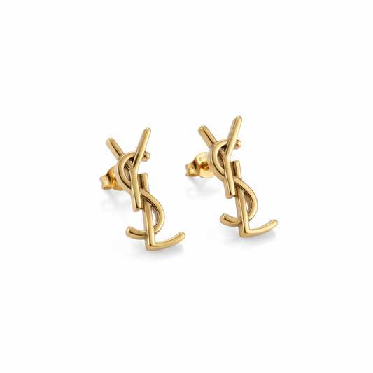 Gold Monogram Stud Earrings