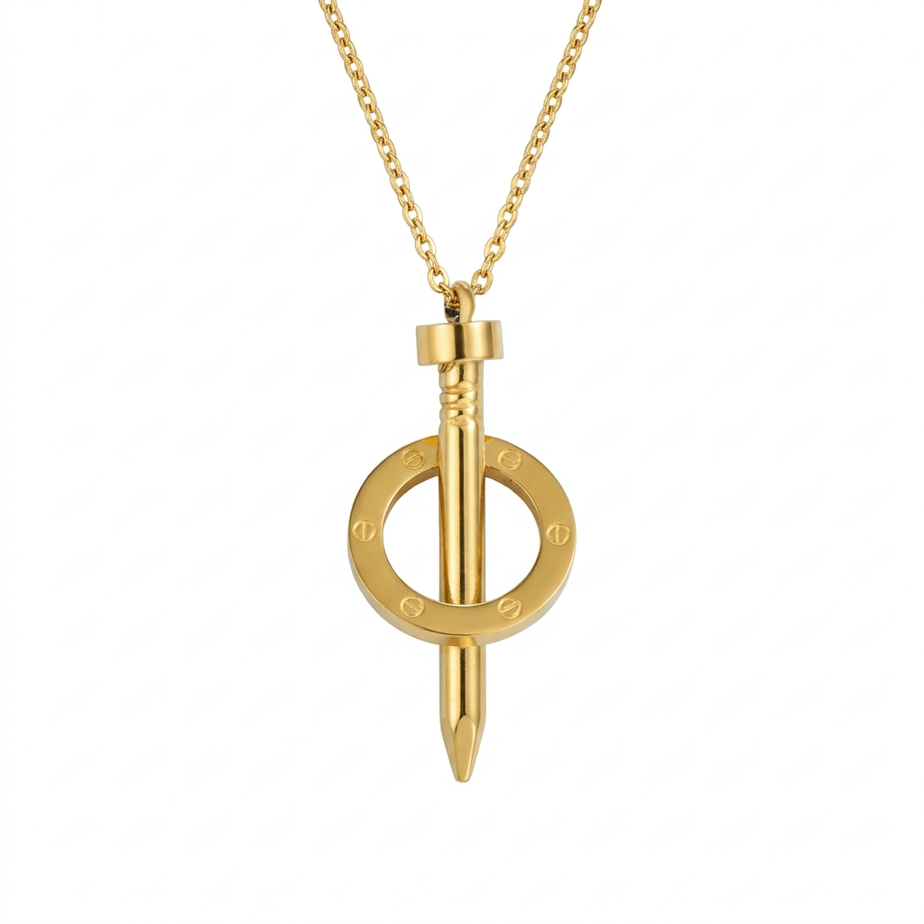 Nail Circle Pendant Necklace