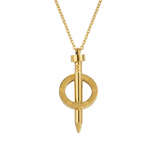 Nail Circle Pendant Necklace