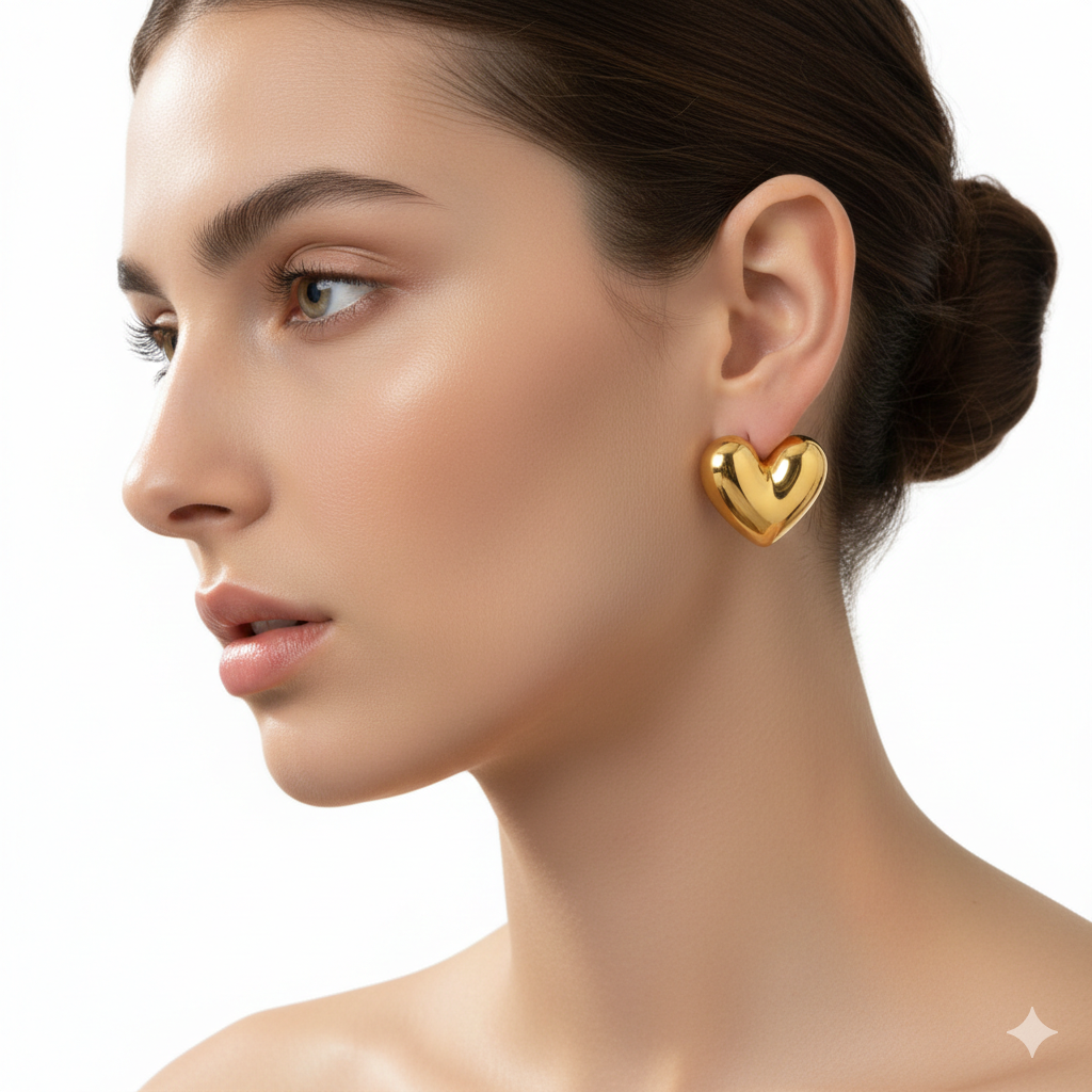 Chunky Gold Heart Hoop Earrings