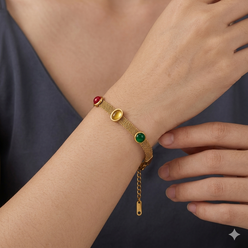 Trio-Color Gemstone Bracelet