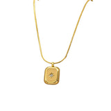 Dainty Gold Rectangle North Star Pendant Necklace
