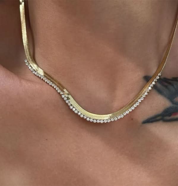 18k Plated Snake Chain Zircon Necklace – Luxury Jewelry for Women - Crazy Women