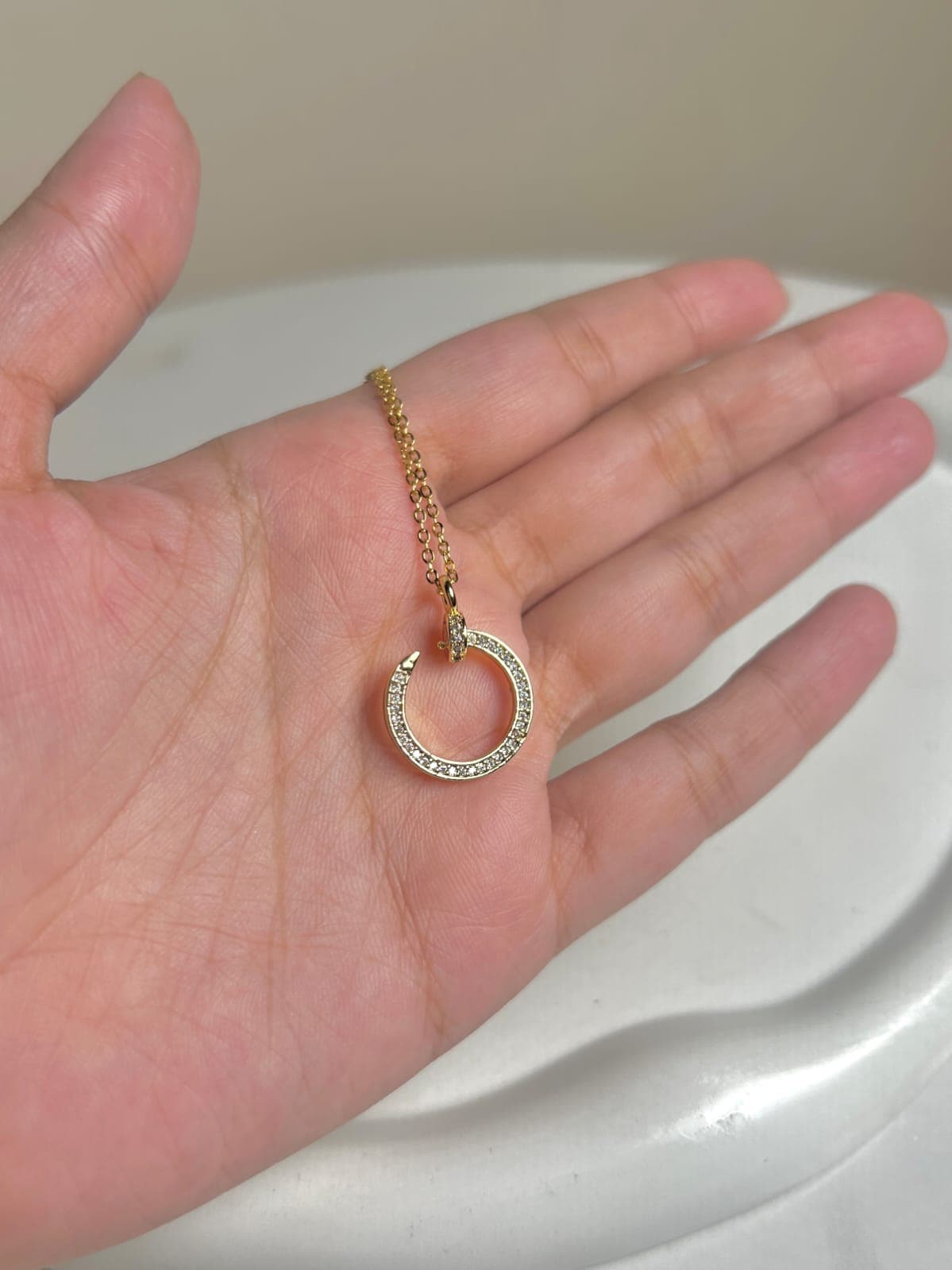 Stainless Hollow Circle Golden Necklace