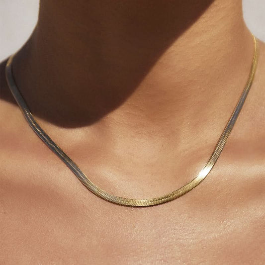Golden & Silver Snake Stainless Steel Necklace – Stylish & Durable