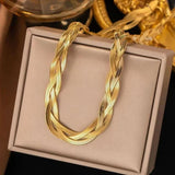 Three-Tone Interwoven Necklace – Elegant & Stylish Stainless Steel Jewelry - Crazy Women