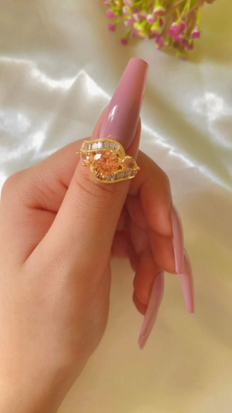 artificial ring for girls | artificial ring | Stylish American Diamond Golden Zircon Adjustable Ring - Crazy Women