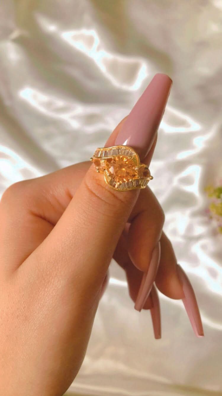 artificial ring for girls | artificial ring | 
 Stylish American Diamond Golden Zircon Adjustable Ring - Crazy Women