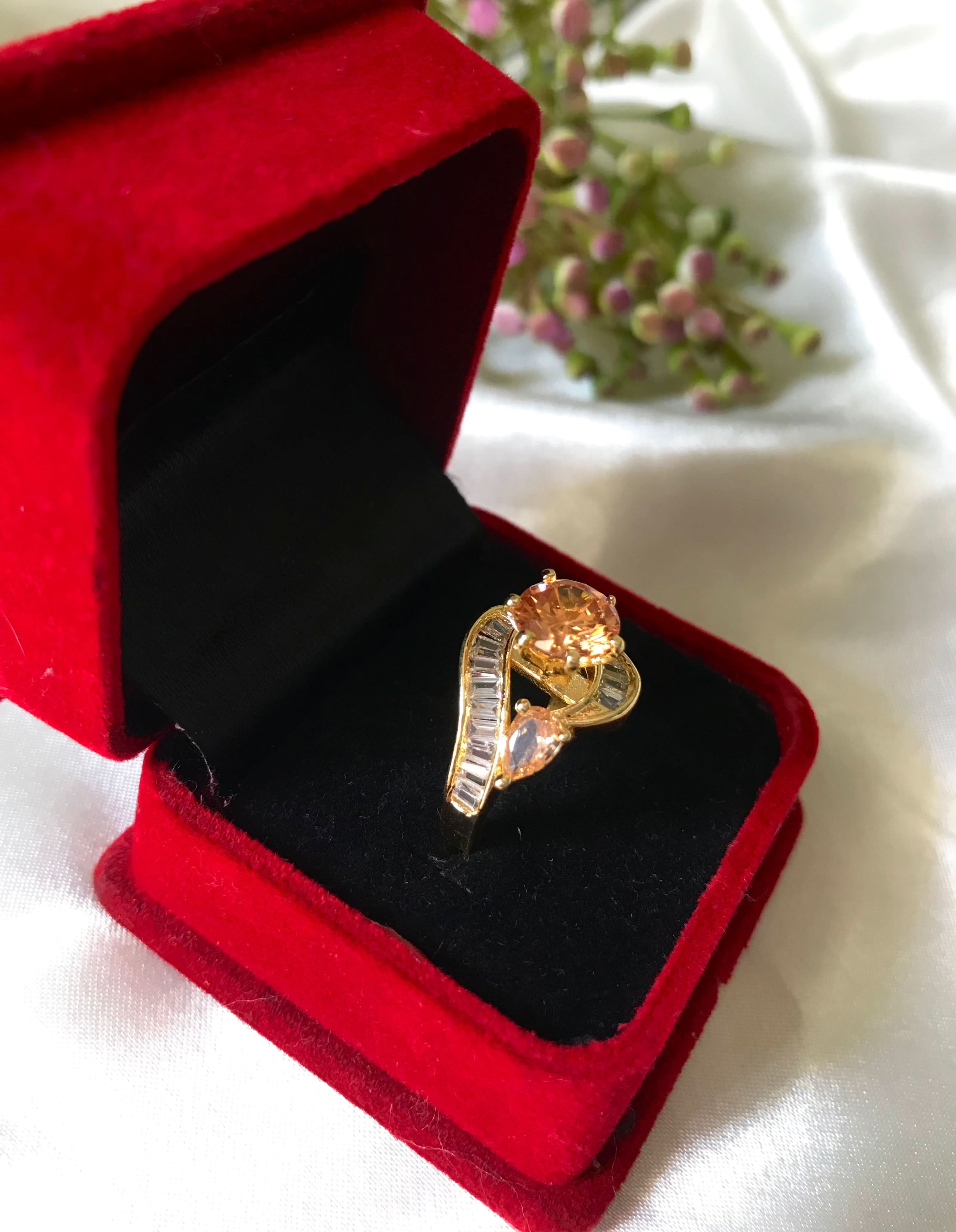 artificial ring for girls | artificial ring | 
 Stylish American Diamond Golden Zircon Adjustable Ring - Crazy Women