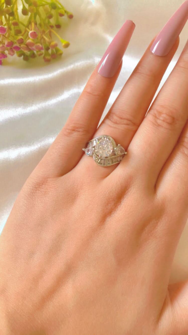 Stylish American Diamond Silver Zircon Adjustable Ring - Crazy Women
