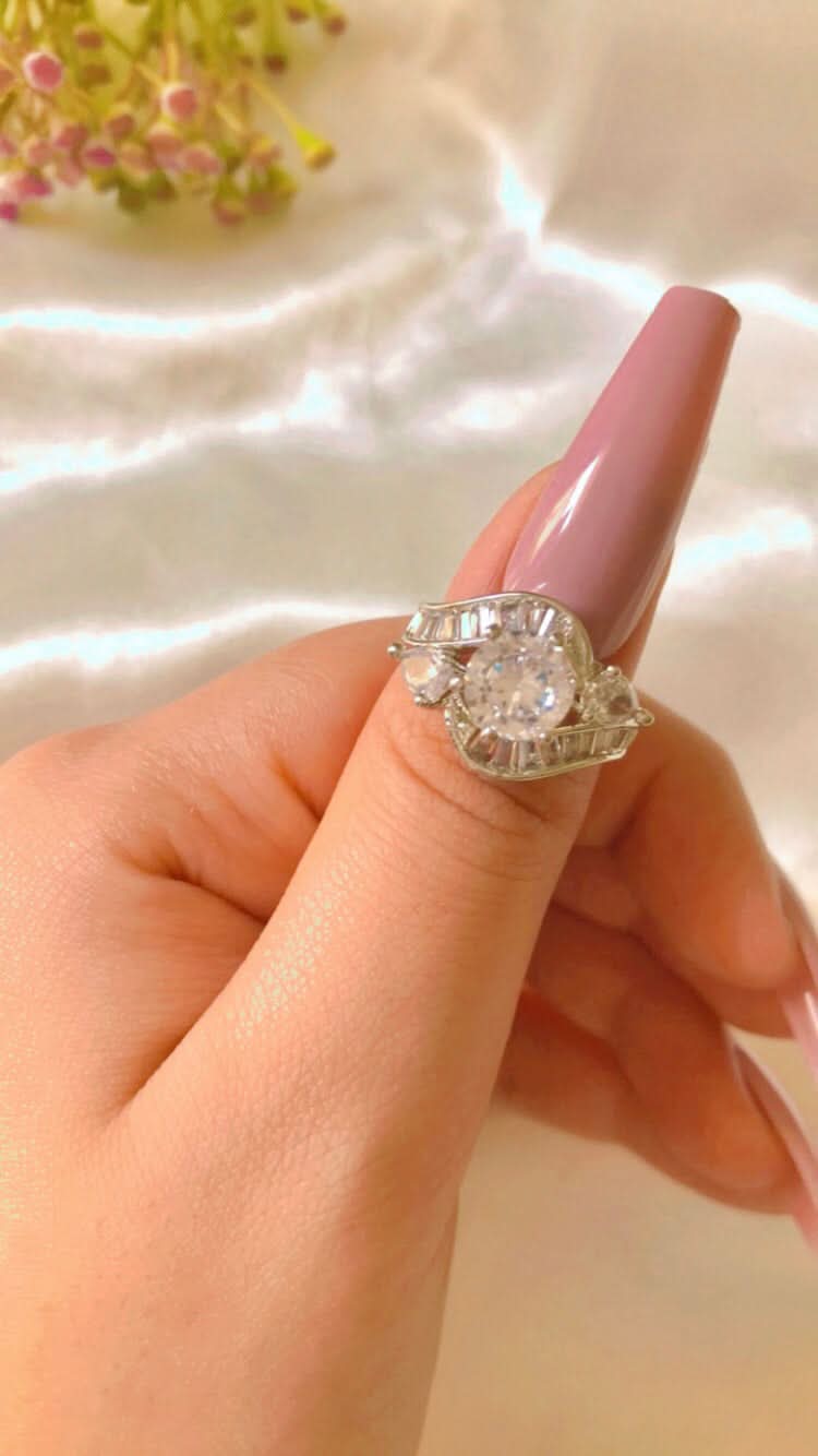 Stylish American Diamond Silver Zircon Adjustable Ring - Crazy Women