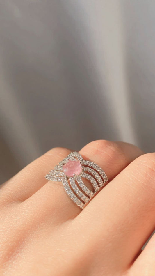 Princess Ring Luxury Rhinestone Pink Diamond Ring for Girls