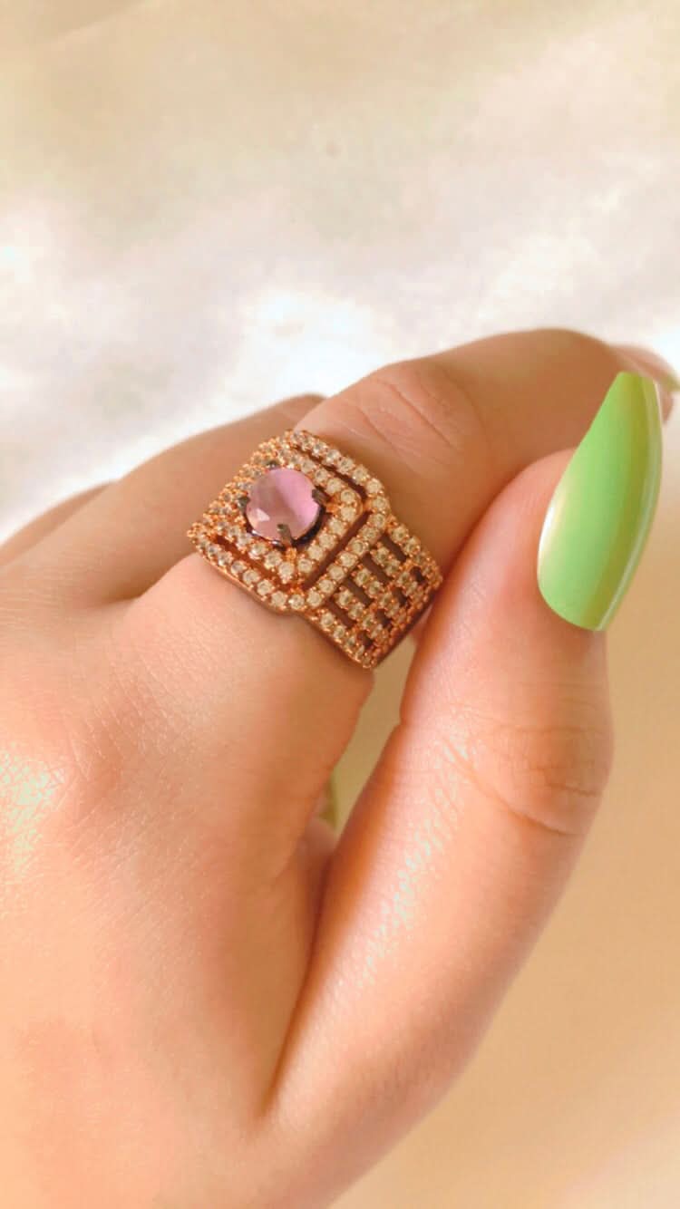 American Diamond Adjustable Zircon Ring for Girls
