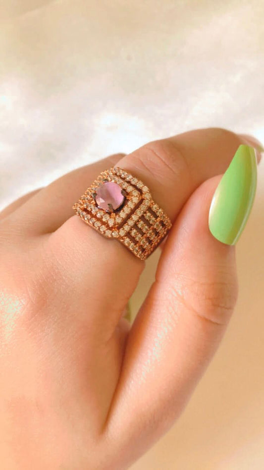 American Diamond Adjustable Zircon Ring for Girls