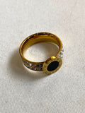 Roman Noir Circle Ring – Elegant Black Center with Roman Border Design - Crazy Women