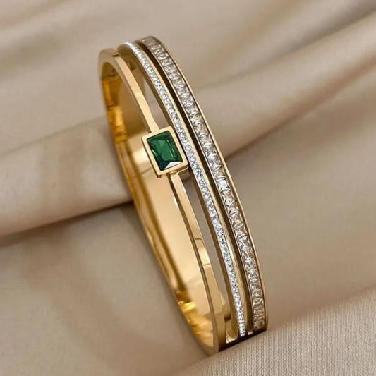 Premium Quality Zircon Emerald Bracelet - Perfect for Girls & Women