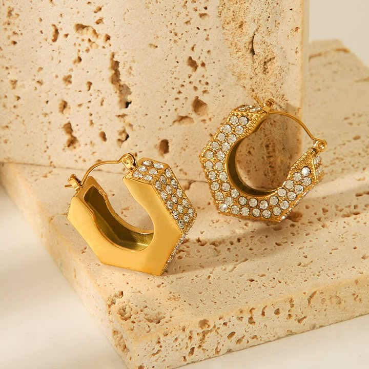 Full Zircon U Shape Hoop Earrings for Women in Pakistan – Sparkling and Elegant