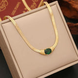 Snake Chain Green Zircon Necklace – Elegant Jewelry for Women - Crazy Women