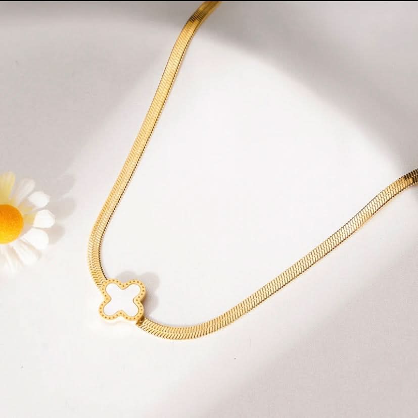 White Vancleef Snake Necklace – Elegant Gold Necklace for Women - Crazy Women