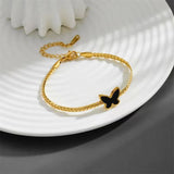Black Butterfly Gold Bracelet – Elegant Gold Bracelet with Black Accent - Crazy Women