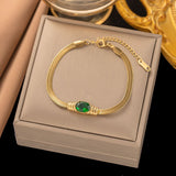 Green Stone Gold Bracelet – Elegant Gold Bracelet with Stunning Green Stones - Crazy Women
