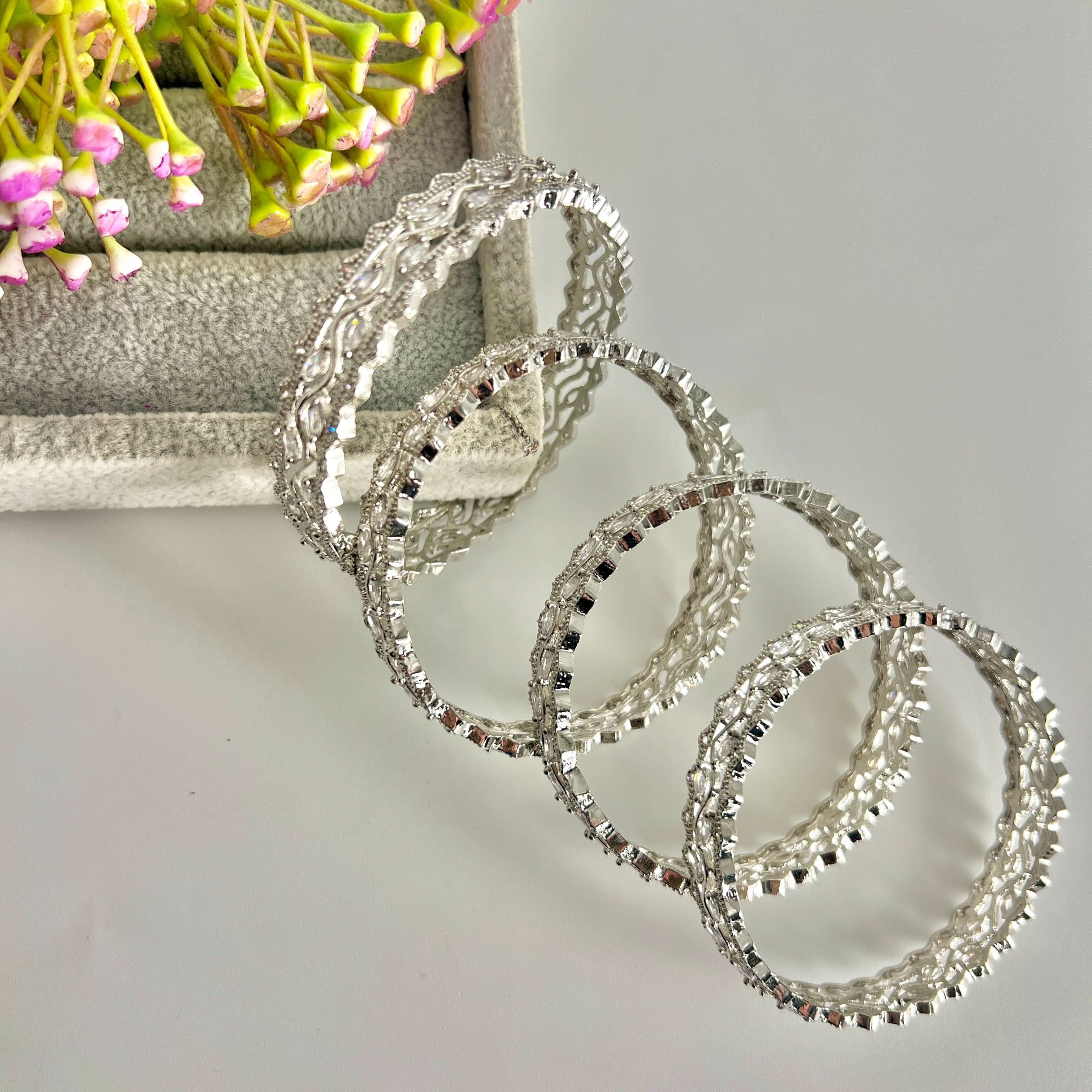 American Diamond Zircon Bangle 2pc. set - Crazy Women