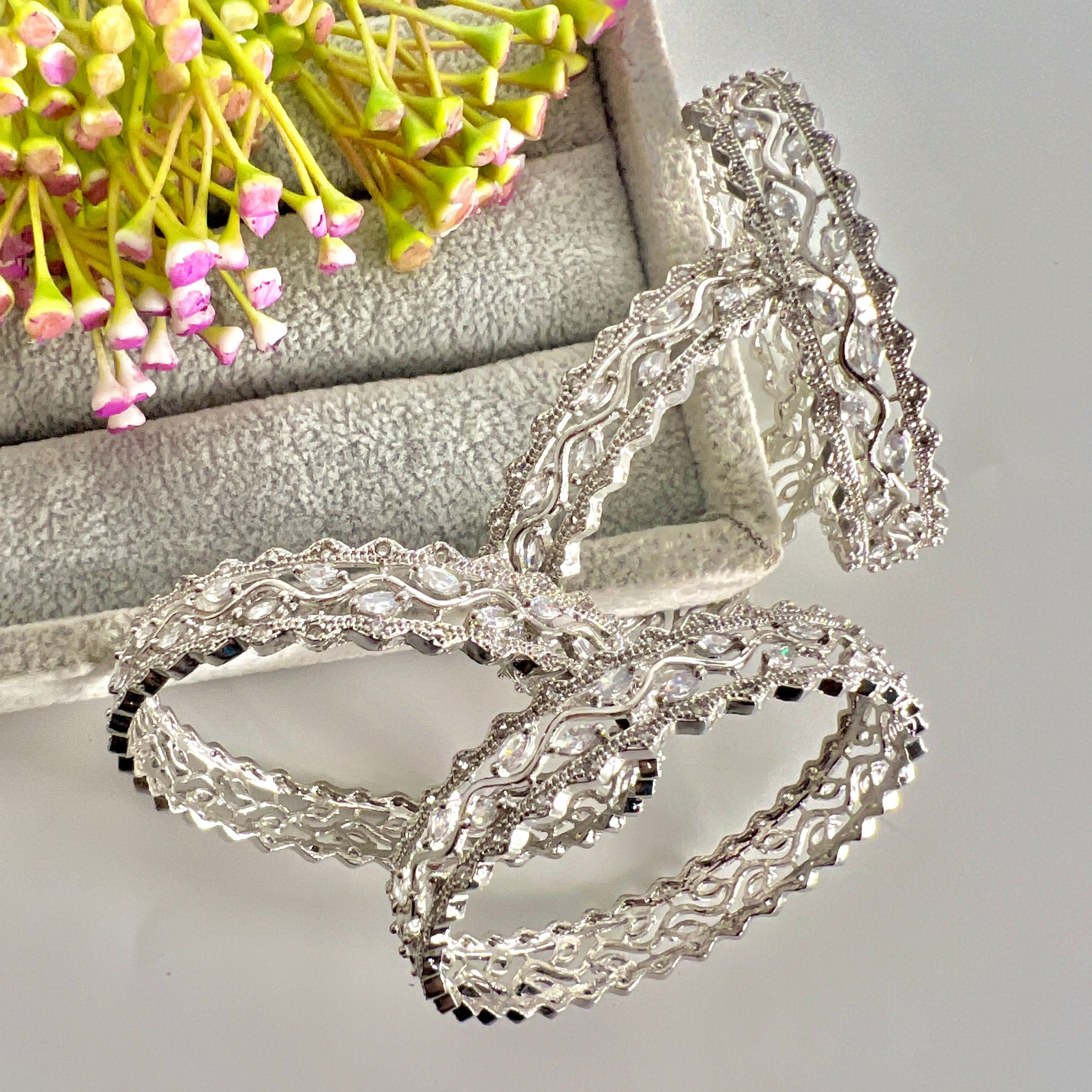 American Diamond Zircon Bangle 2pc. set - Crazy Women