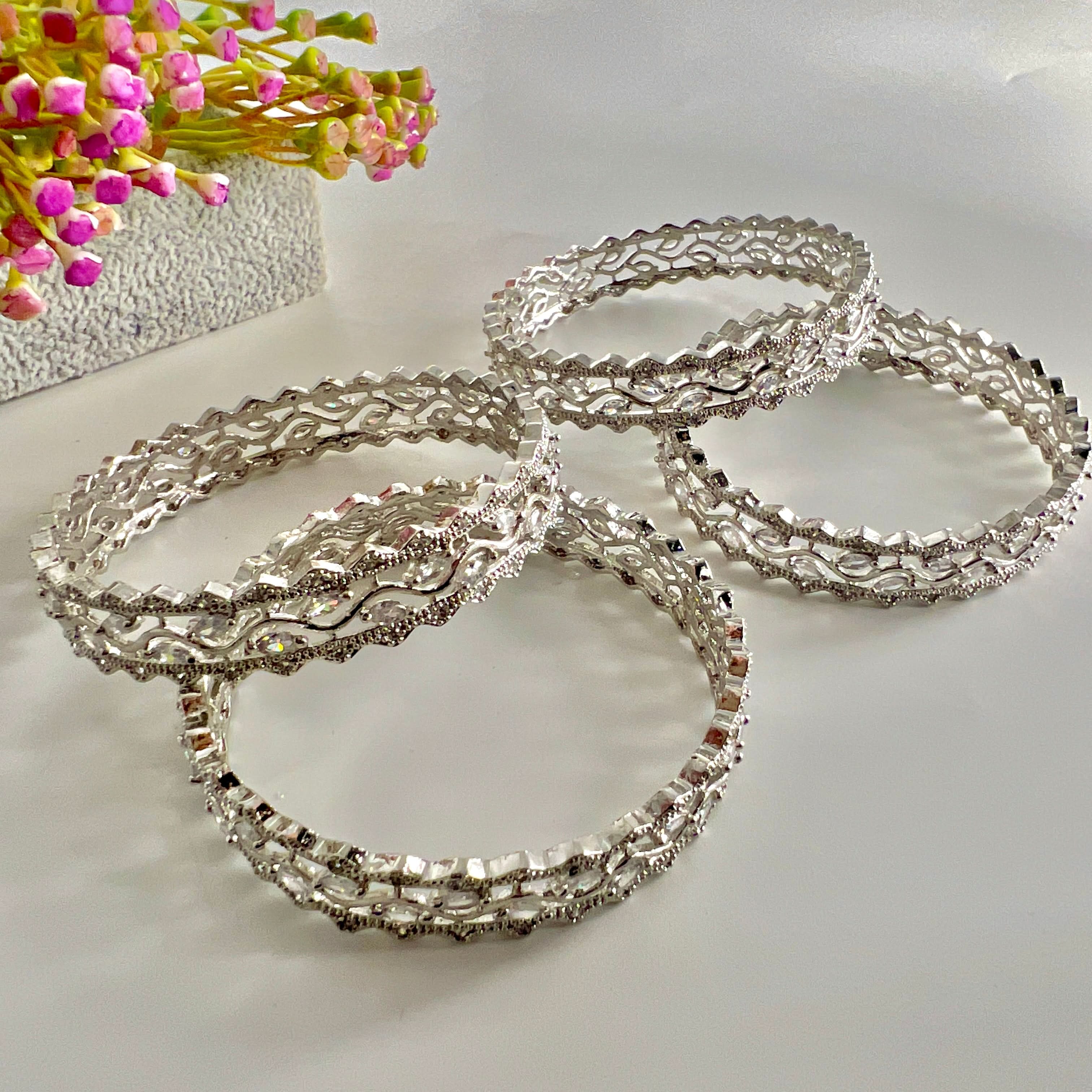 American Diamond Zircon Bangle 2pc. set - Crazy Women