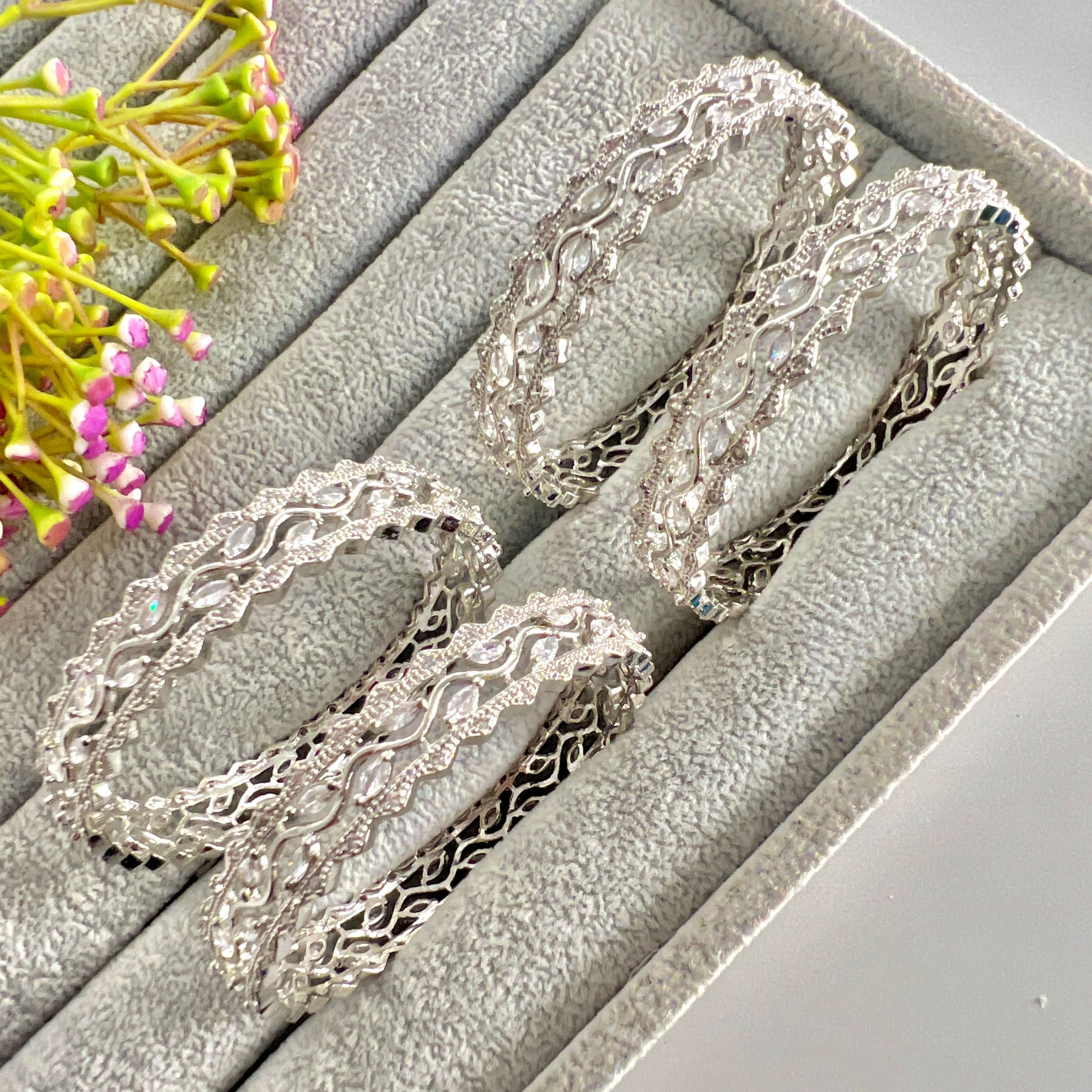 American Diamond Zircon Bangle 2pc. set - Crazy Women