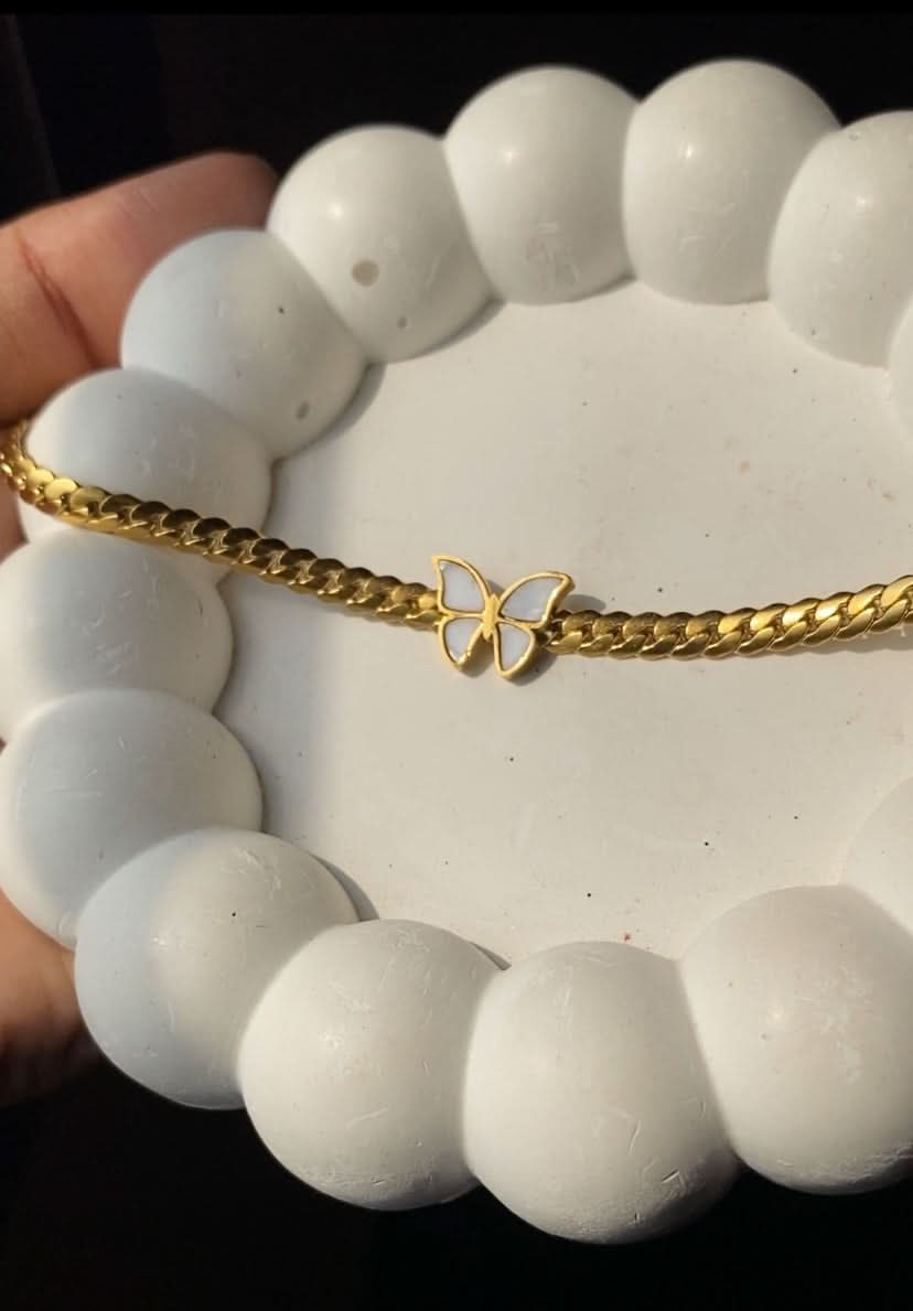 White Butterfly Gold Plated Flutter Necklace – Elegant Jewelry for Women - Crazy Women