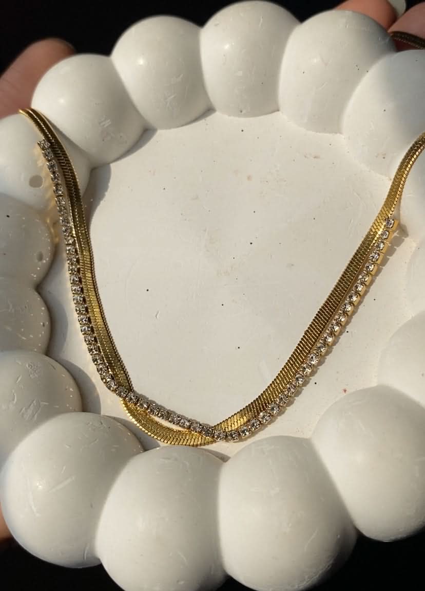 18k Plated Snake Chain Zircon Necklace – Luxury Jewelry for Women