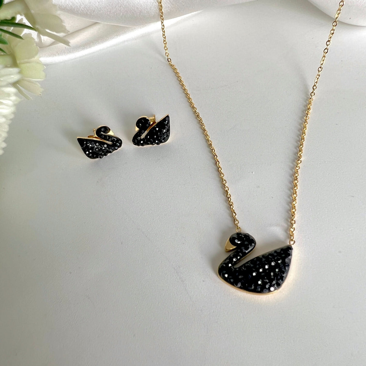Stainless Swan Earring and Necklace Set - Crazy Women