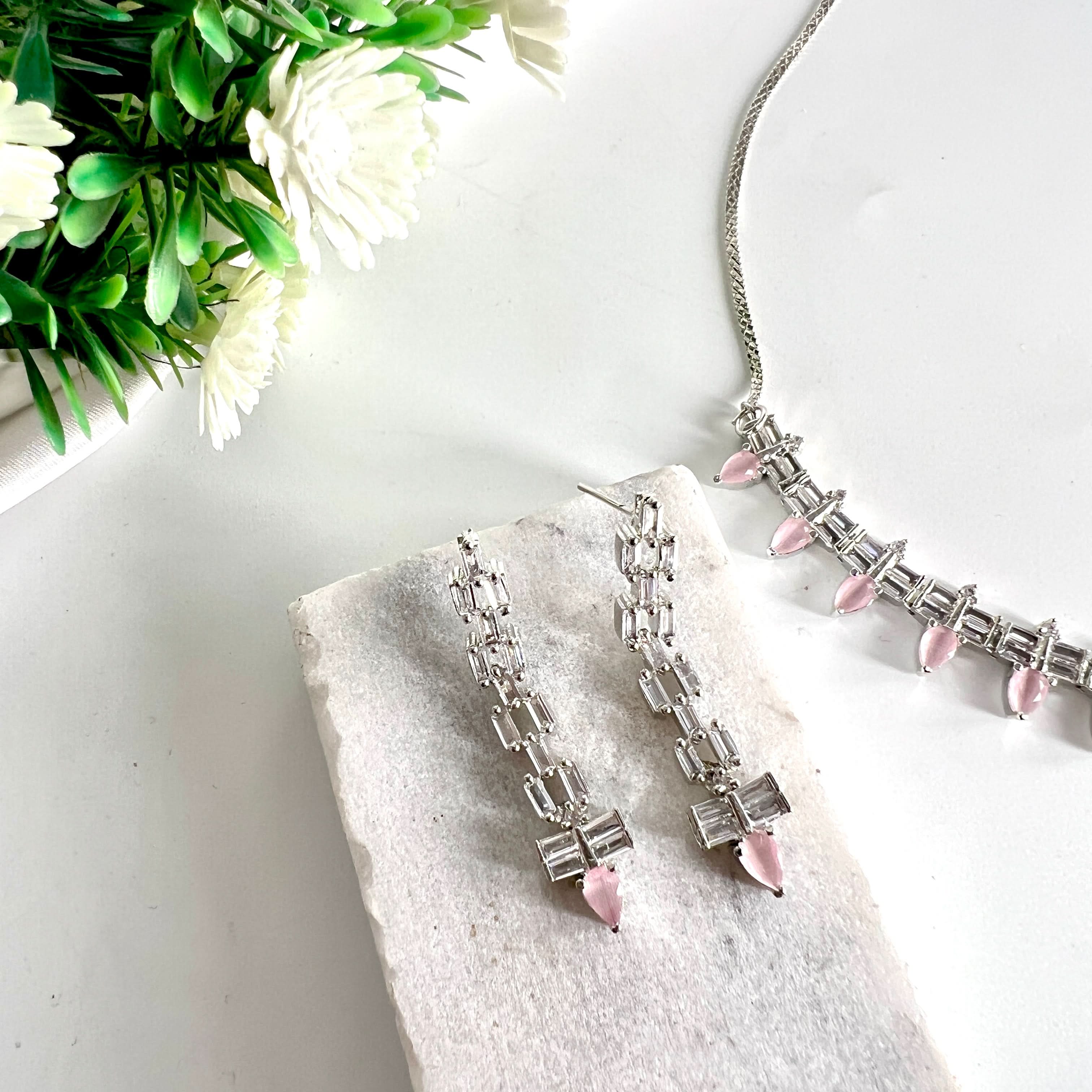 Laxirious Style Light Pink drop stone  Set - Crazy Women