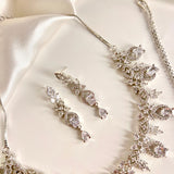 Beautiful AD Necklace Set Zircon White Stone - Crazy Women