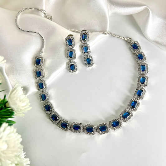 AD Necklace set with Blue American stones