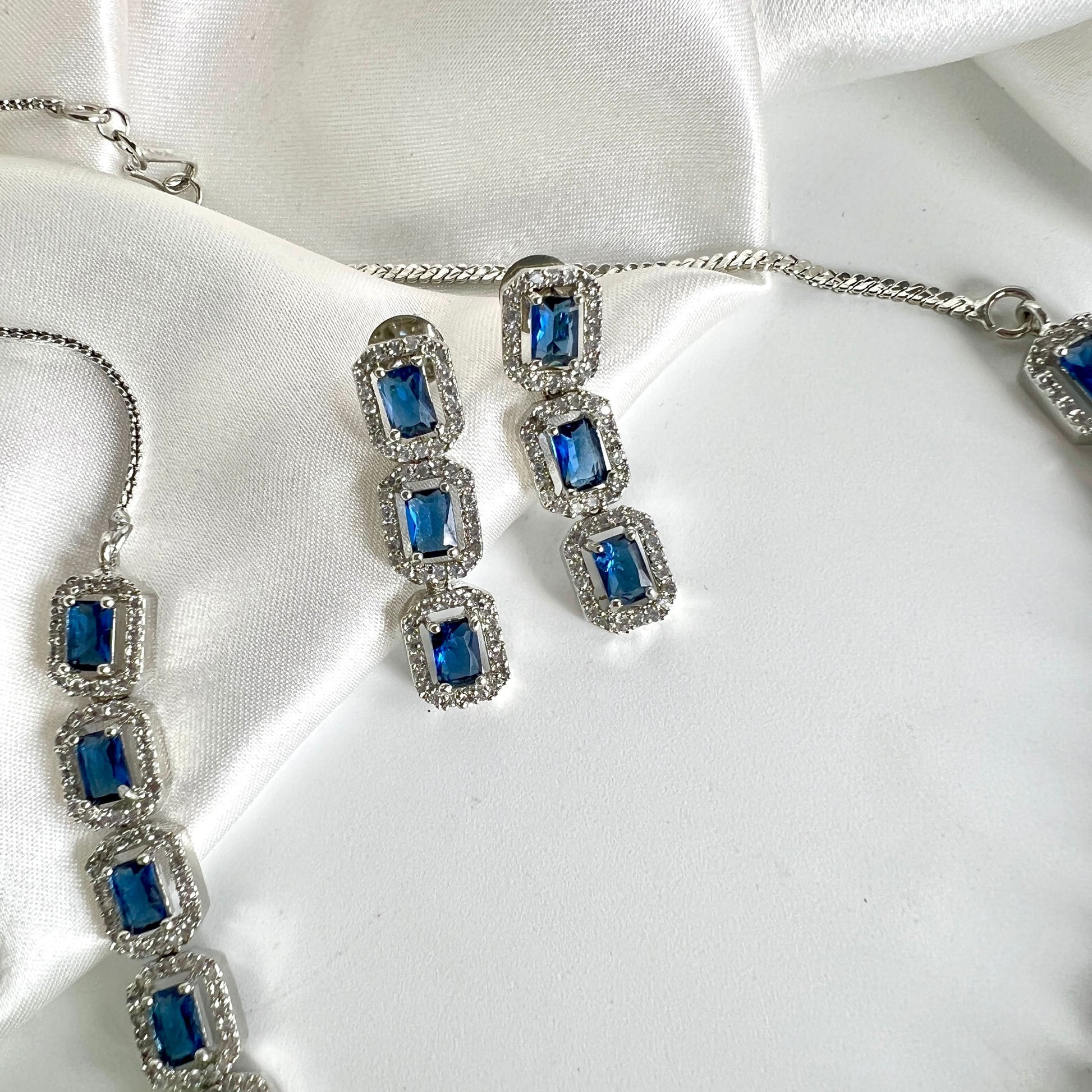 AD Necklace set with Blue American stones