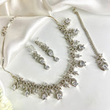 Beautiful AD Necklace Set Zircon White Stone - Crazy Women