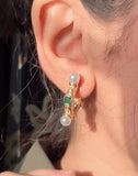Emerald Pearl Hoop Earrings