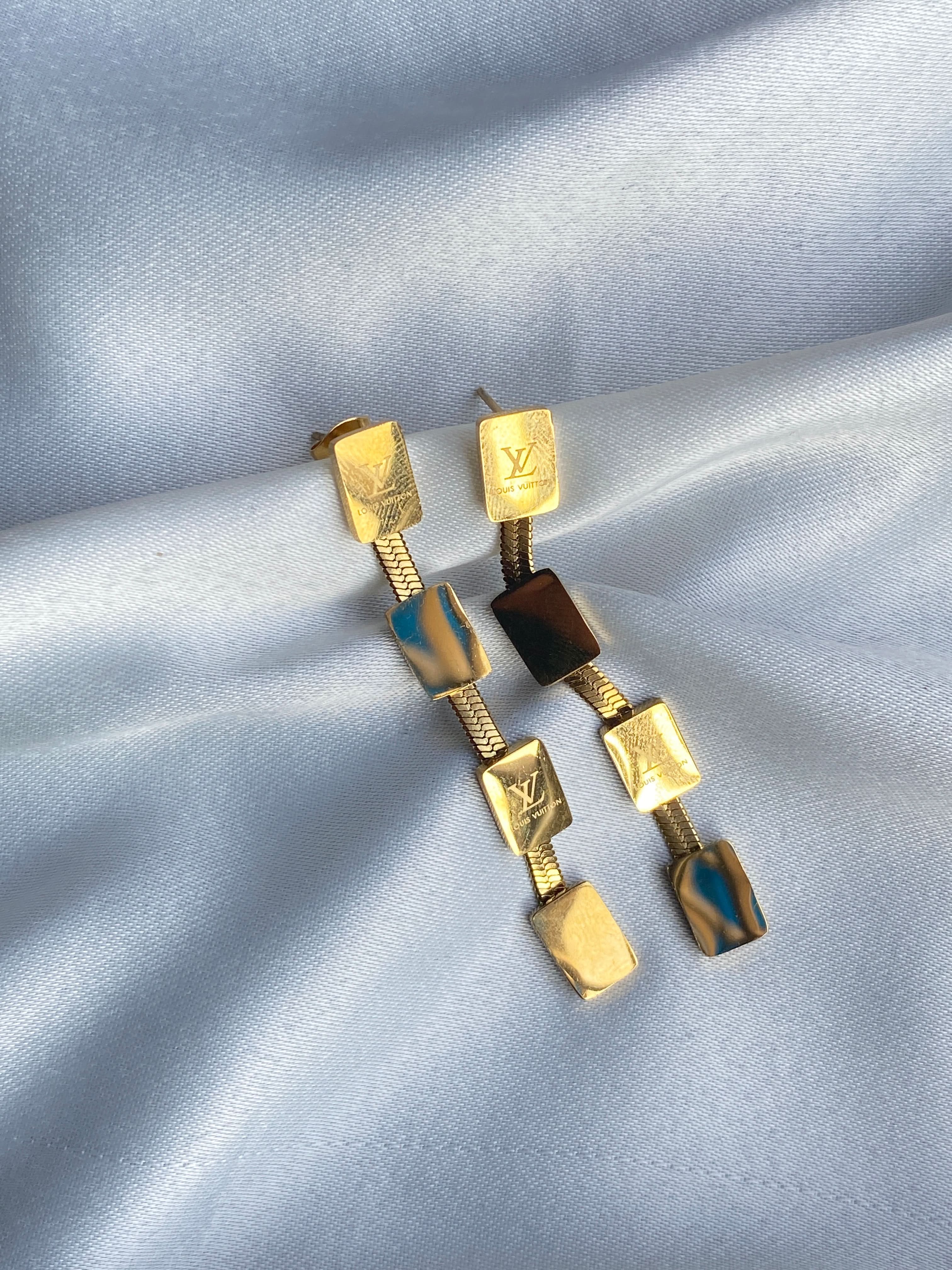 Luxurious Golden Louis Vuitton Earrings - Timeless Elegance - Crazy Women