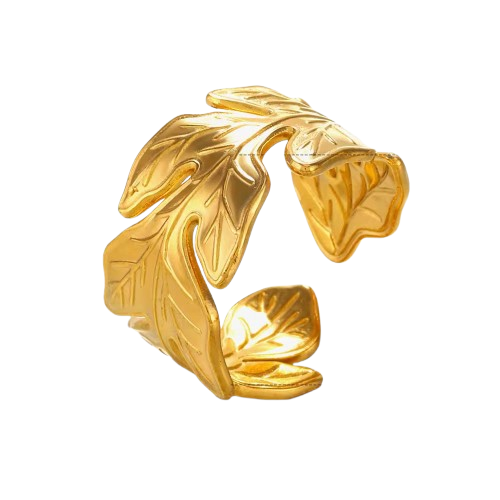 Gold Plated Leaf Wrap Ring