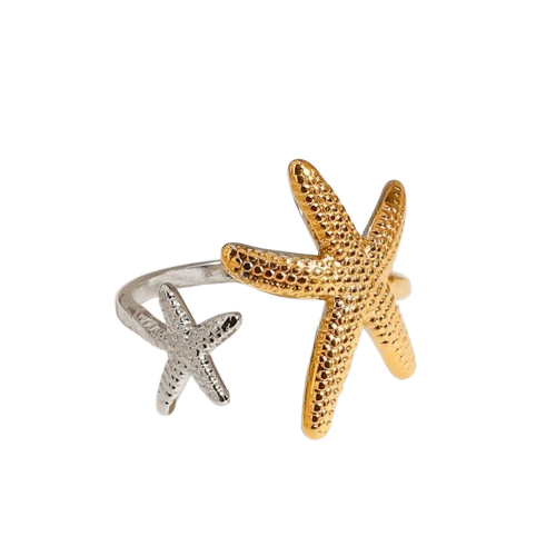 Two-Tone Starfish Adjustable Ring