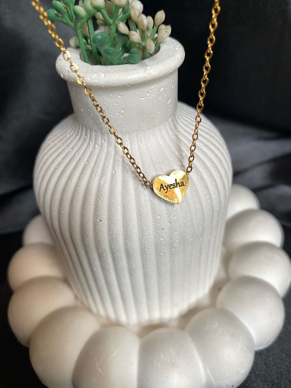 Custom Name Heart Necklace – Personalized Engraved Pendant