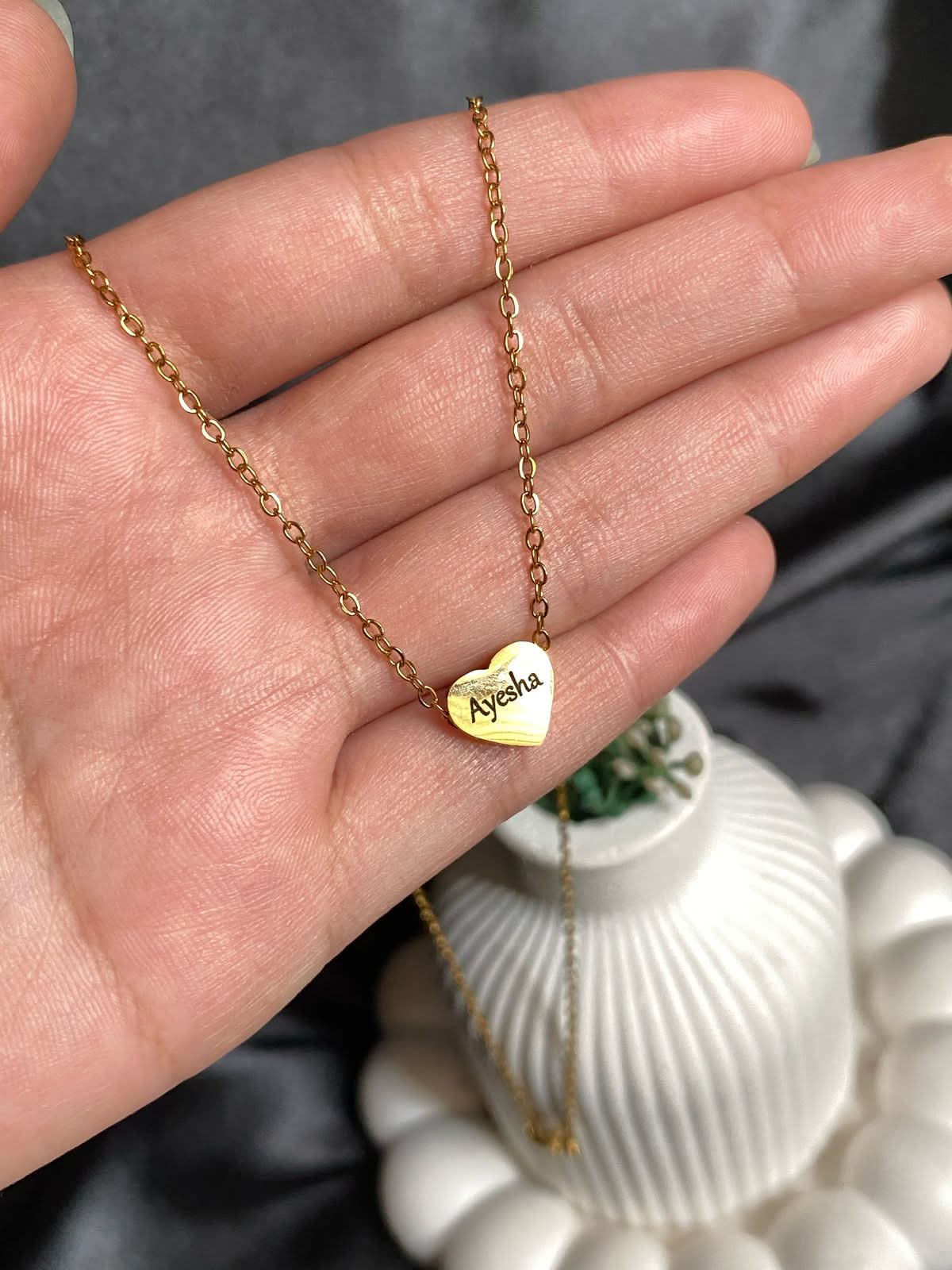 Custom Name Heart Necklace – Personalized Engraved Pendant