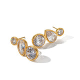 Gold Multi-Stone Crystal Stud Earrings for Women