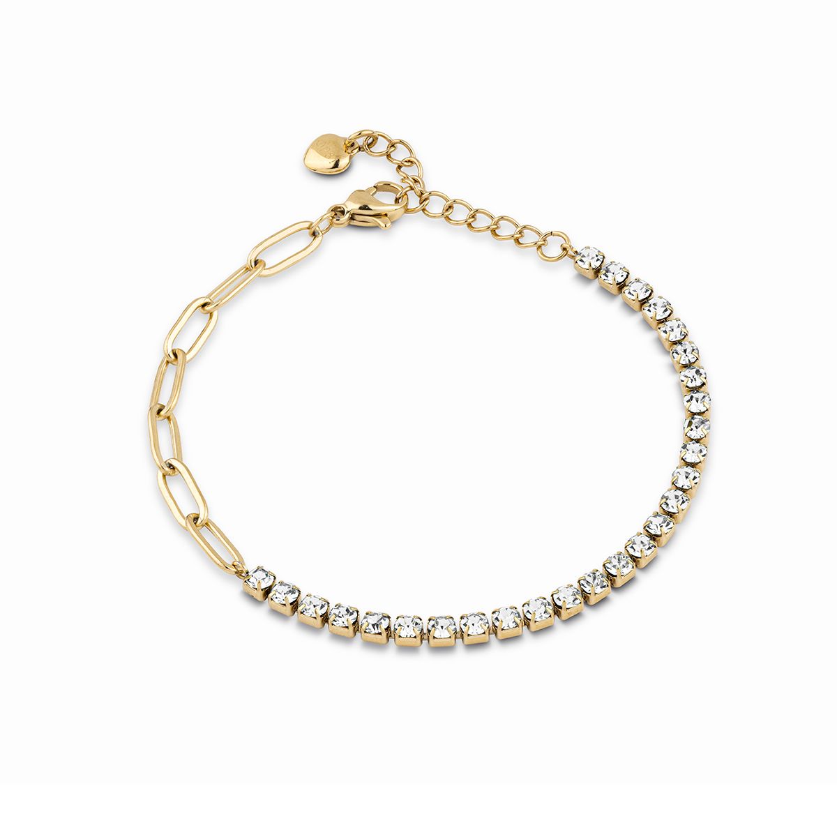 Gold Crystal Chain Bracelet with Adjustable Clasp