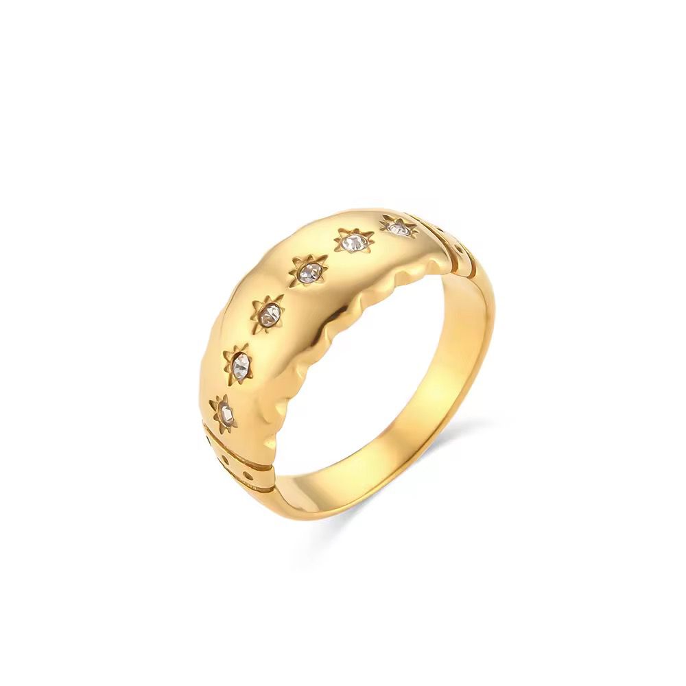 Gold Star Crystal Band Ring for Women